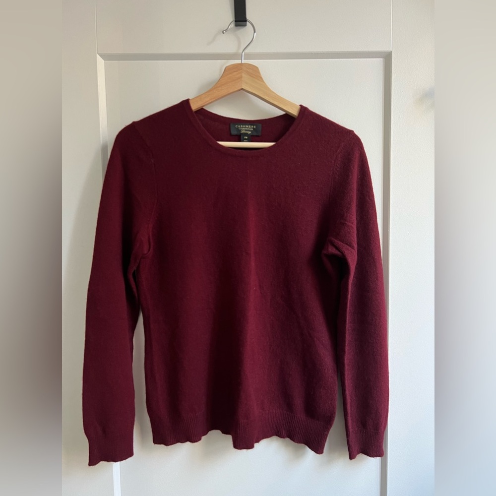 Charter Club dark red burgundy 100% cashmere crew neck sweater size medium